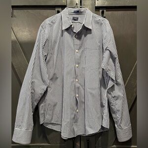 J. Crew Navy and White Gingham Shirt Slim